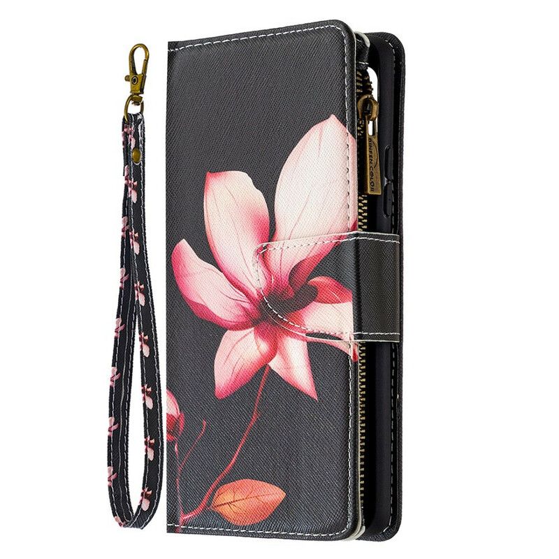 Folio Deksel Til Samsung Galaxy A42 5G Blomsterlomme Med Glidelås
