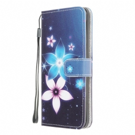 Folio Deksel Til Samsung Galaxy A42 5G Med Kjede Lunar Flower Strap