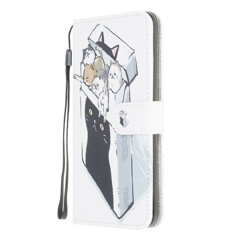 Folio Deksel Til Samsung Galaxy A42 5G Med Kjede Thong Cat Levering