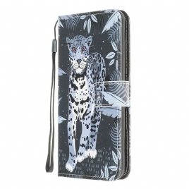 Folio Deksel Til Samsung Galaxy A42 5G Med Kjede Thong Leopard