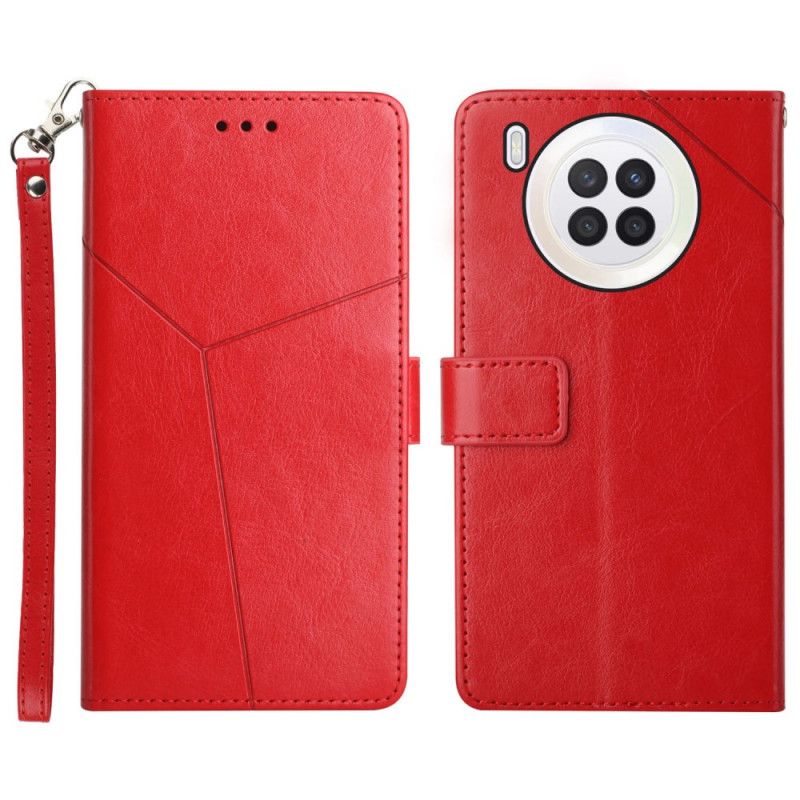 Folio Deksel Til Huawei Nova 8i / Honor 50 Lite Geo Y Design Leather Style