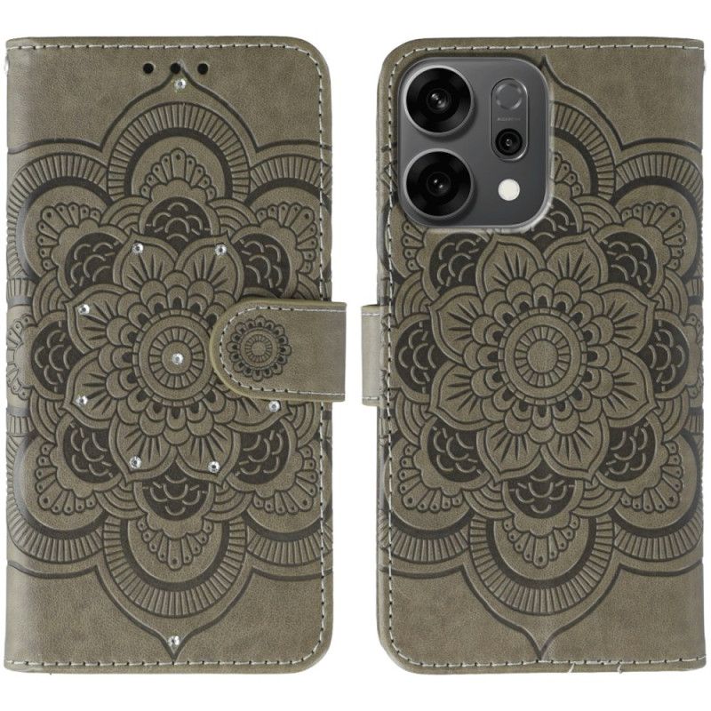 Folio Deksel Oppo Reno 14 5g Mandala Og Strass Beskyttelse Deksel