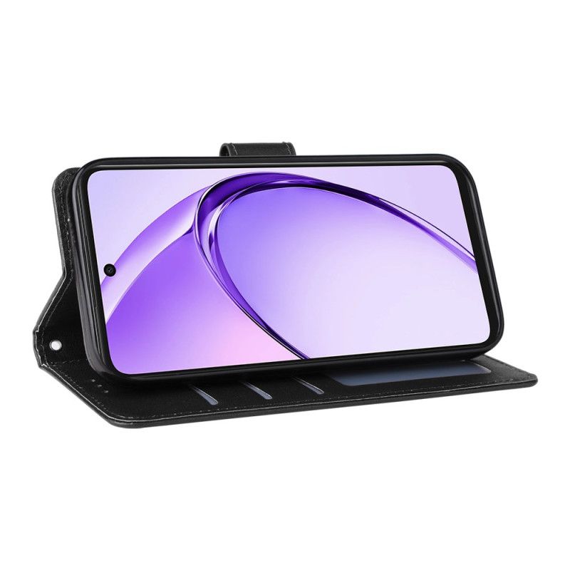 Folio Deksel Til Oppo Reno 14 5g Ensfarget Skinneffekt Med Stropp