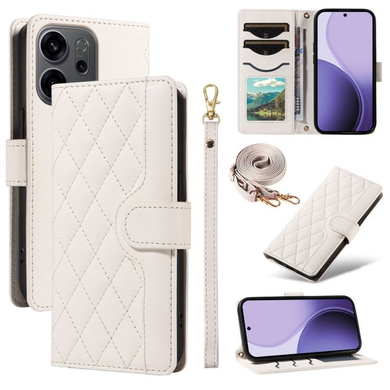 Folio Deksel Til Oppo Reno 14 5g Vattert Med Stropp Og Skulderstropp