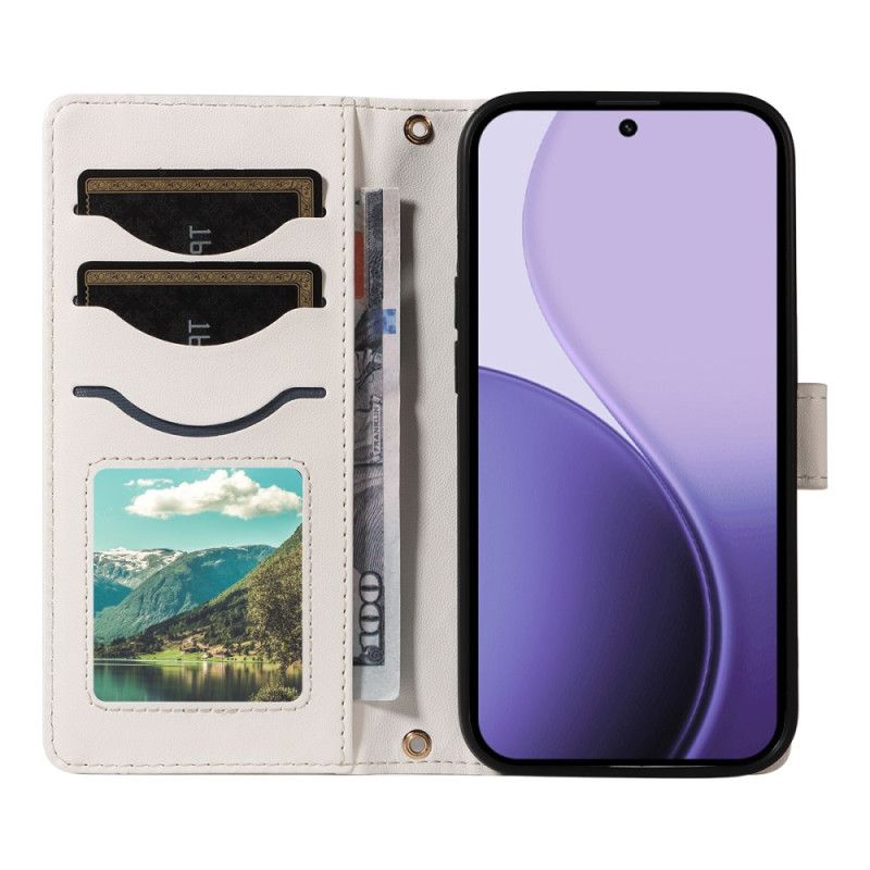 Folio Deksel Til Oppo Reno 14 5g Vattert Med Stropp Og Skulderstropp