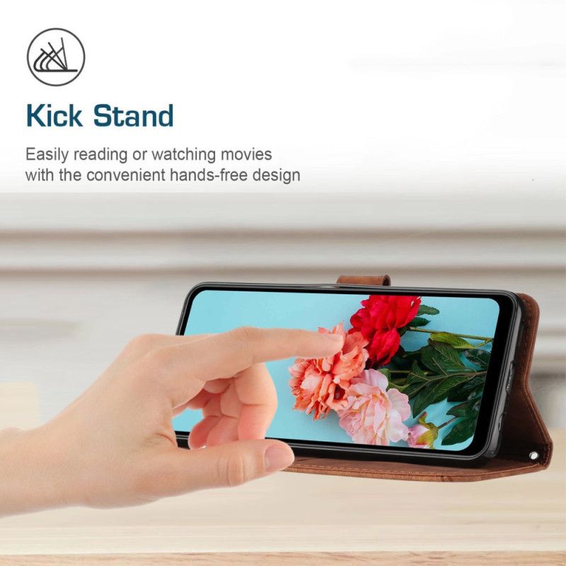 Lærdeksel Folio Deksel Oppo Reno 14 5g Mobildeksel Retro Design