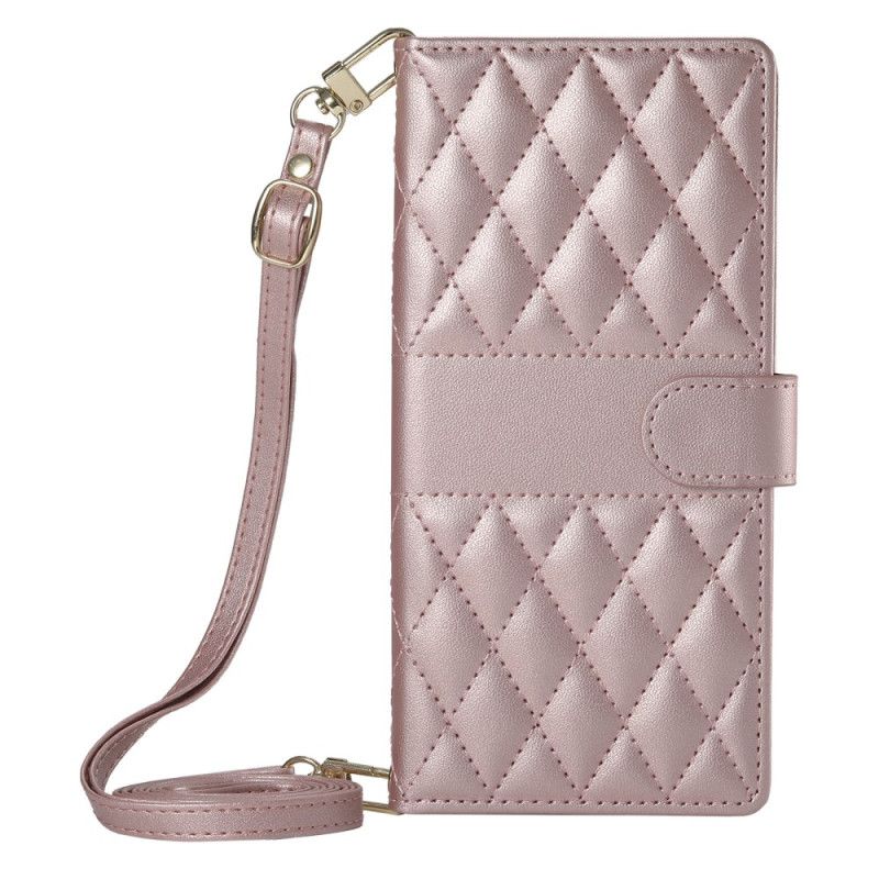 Lærdeksel Folio Deksel Oppo Reno 14 5g Vattert Stil Med Stropp Og Skulderstropp