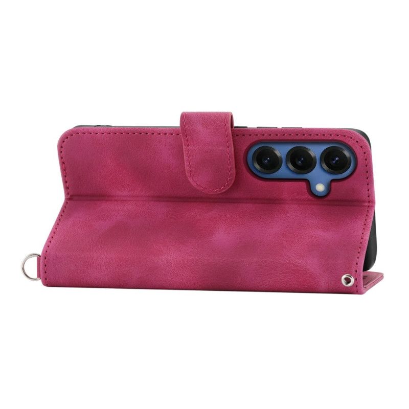 Folio Deksel Samsung Galaxy S26 Blomstermønster I Semsket Skinneffekt Med Stropper Beskyttelse Deksel