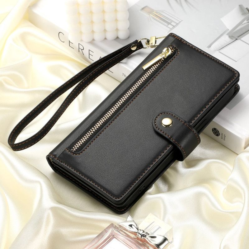 Folio Deksel Samsung Galaxy S26 Glidelåslomme Og Skulderstropper Beskyttelse Deksel