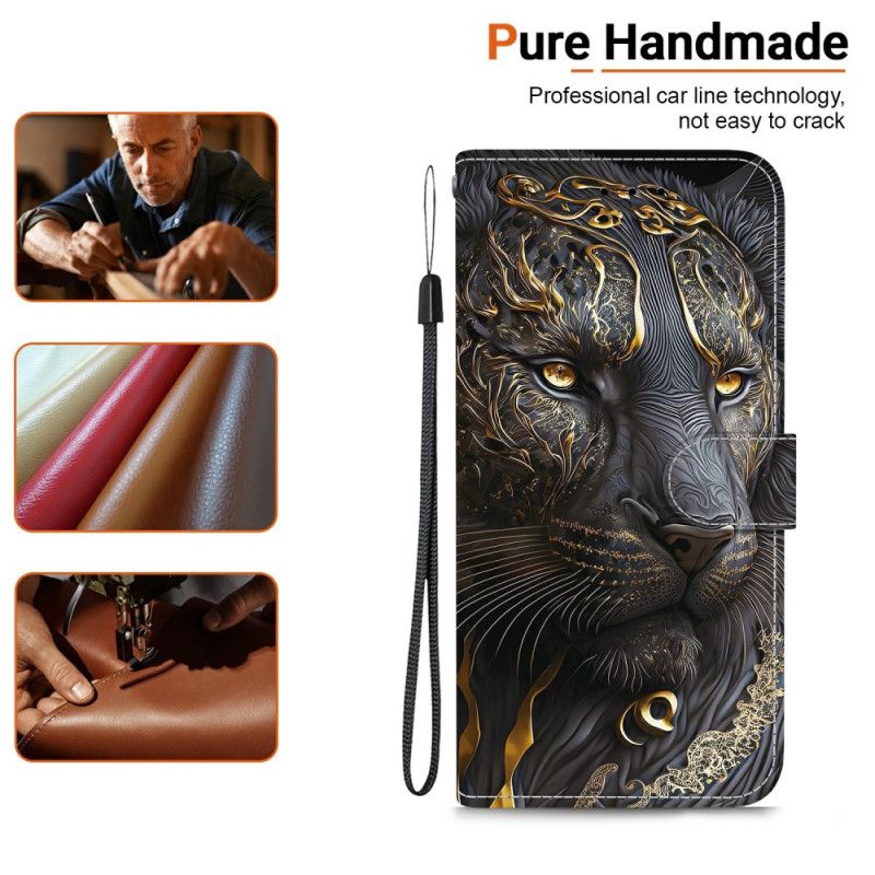 Folio Deksel Samsung Galaxy S26 Gull Og Svart Løve