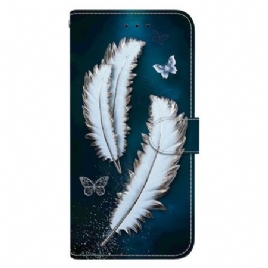 Folio Deksel Samsung Galaxy S26 Hvite Fjær