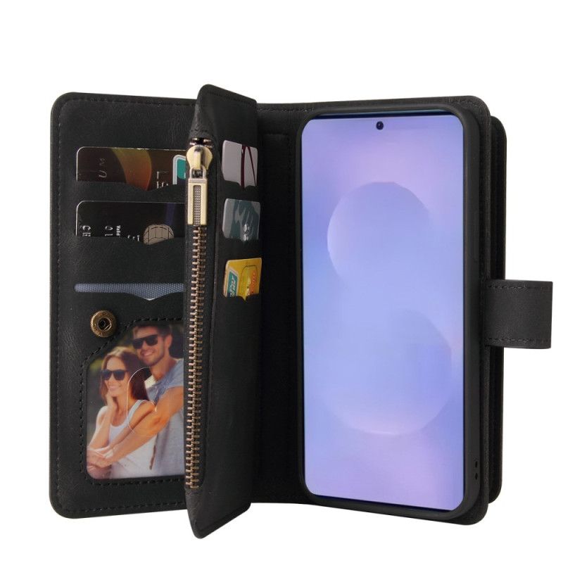 Folio Deksel Samsung Galaxy S26 Lommebok Med 15 Kortspor Og Stropp