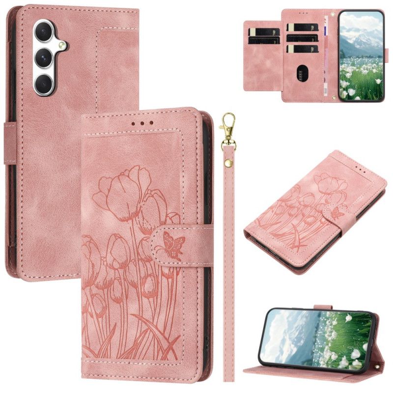 Folio Deksel Samsung Galaxy S26 Lommebok Med 5 Kortspor I Blomster