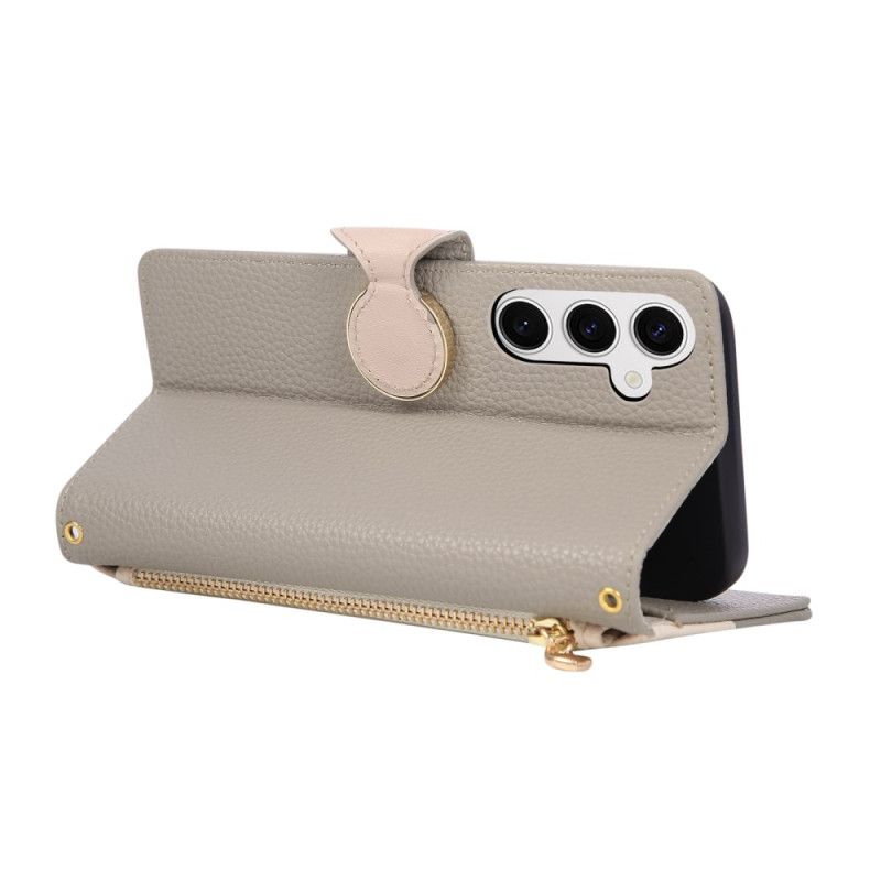 Lærdeksel Folio Deksel Samsung Galaxy S26 Lommebok Med Tofarget Glidelås