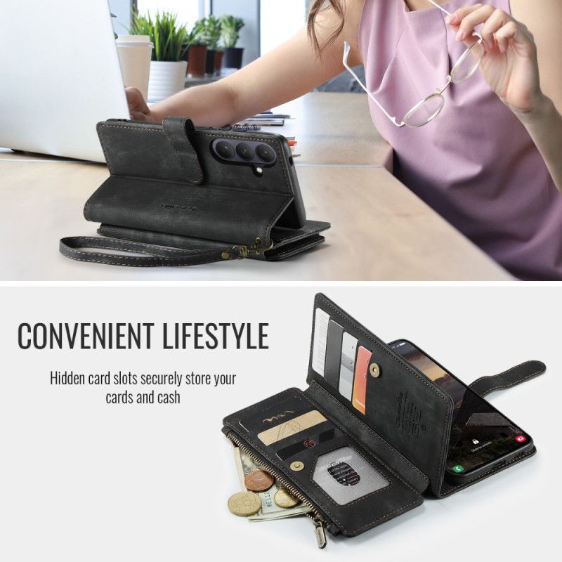 Lærdeksel Folio Deksel Samsung Galaxy S26 Mobildeksel Caseme Semsket Skinneffekt