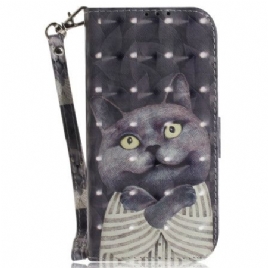 Lærdeksel Folio Deksel Samsung Galaxy S26 Mobildeksel Grå Katt-snor