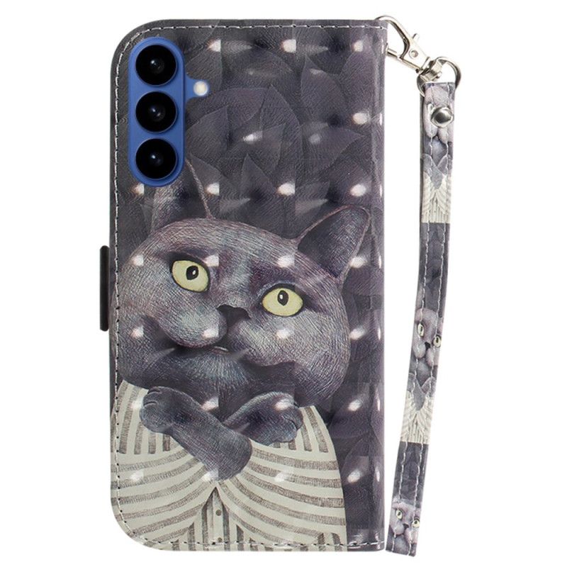 Lærdeksel Folio Deksel Samsung Galaxy S26 Mobildeksel Grå Katt-snor