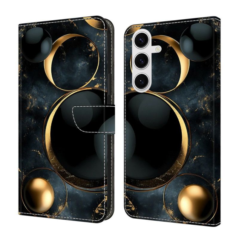 Lærdeksel Folio Deksel Samsung Galaxy S26 Mobildeksel Gullringer