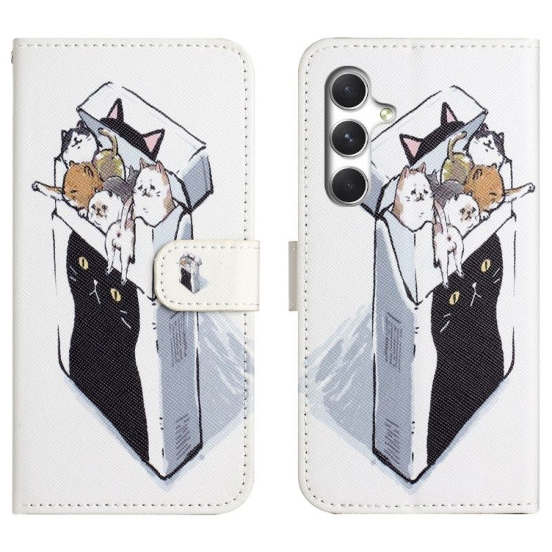 Lærdeksel Folio Deksel Samsung Galaxy S26 Mobildeksel Katter I En Eske