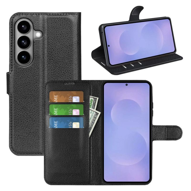 Lærdeksel Folio Deksel Samsung Galaxy S26 Mobildeksel Litchi-imitasjon I Skinn