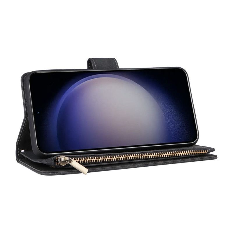 Lærdeksel Folio Deksel Samsung Galaxy S26 Mobildeksel Lommebok Med Glidelås I Semsket Skinneffekt