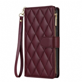 Lærdeksel Folio Deksel Samsung Galaxy S26 Mobildeksel Vattert Med Justerbar Skulderstropp