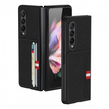 Deksel Til Samsung Galaxy Z Fold 3 5G Gkk Kortholder I Vevd Skinn