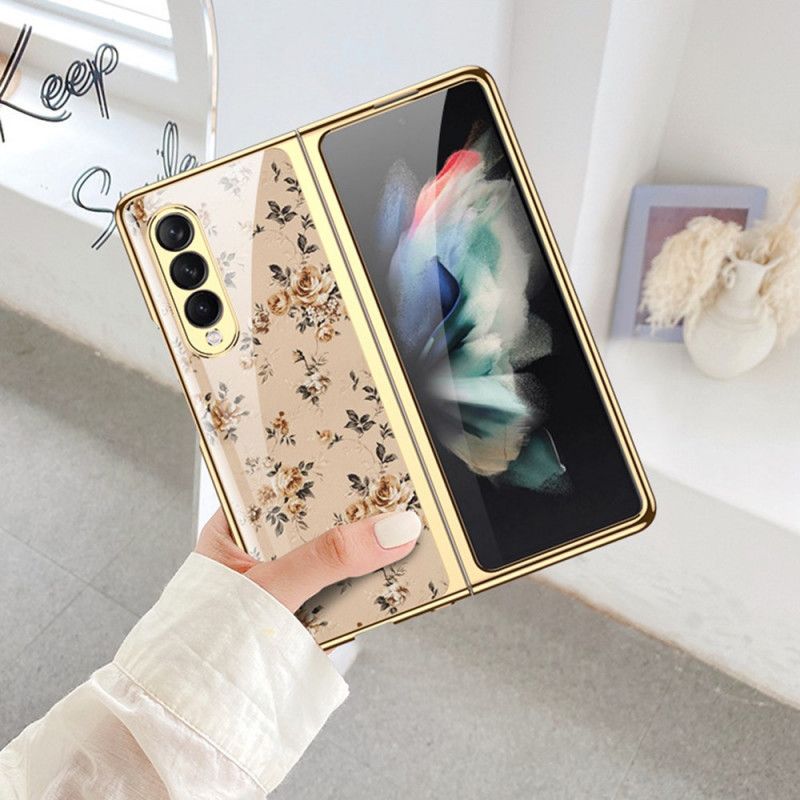 Deksel Til Samsung Galaxy Z Fold 3 5G Herdet Glass Med Blomster