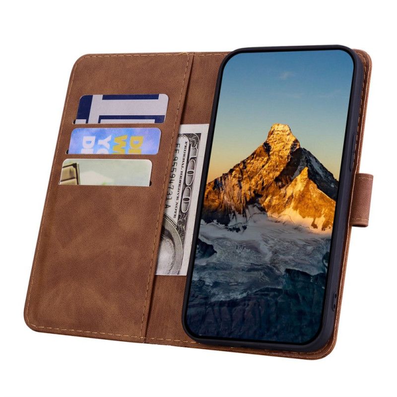 Lærdeksel Folio Deksel Google Pixel 10 / 10 Pro Mobildeksel Blomstertrykk