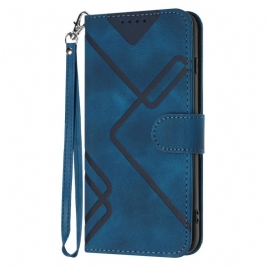 Lærdeksel Folio Deksel Google Pixel 10 / 10 Pro Mobildeksel Geometriske Linjer Og Stropp