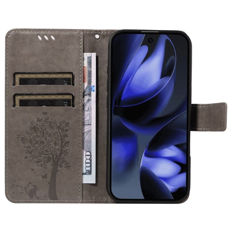 Lærdeksel Folio Deksel Google Pixel 10 / 10 Pro Tre Og Katt