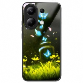 Deksel Xiaomi Redmi Note 13 4g Sommerfuglflaske I Herdet Glass Beskyttelse Deksel