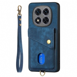 Deksel Xiaomi Redmi Note 14 Pro 5g Kortholder Og Snor I Læreffekt Beskyttelse Deksel