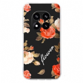 Deksel Xiaomi Redmi Note 14 Pro 5g Mobildeksel Blomster På Svart Bakgrunn