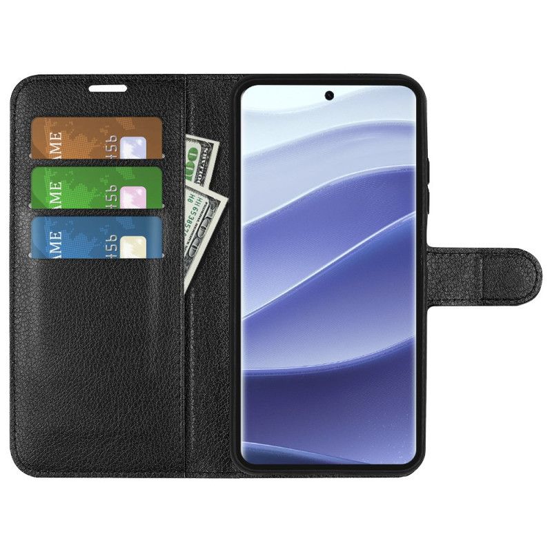 Folio Deksel Xiaomi Redmi Note 14 Pro 5g Klassisk Litchi-imitasjonslær