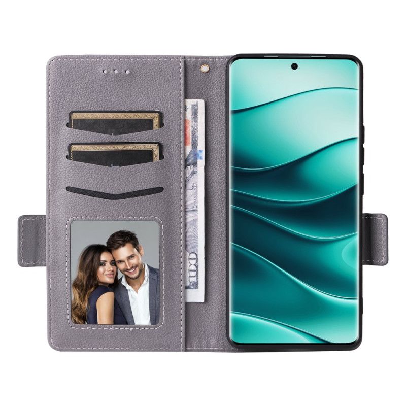 Folio Deksel Xiaomi Redmi Note 14 Pro 5g Teksturert Stroppeoverflate
