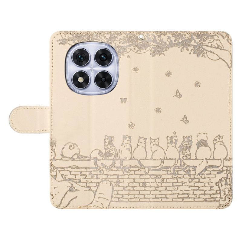 Lærdeksel Folio Deksel Xiaomi Redmi Note 14 Pro 5g Kattemønster Med Stropp