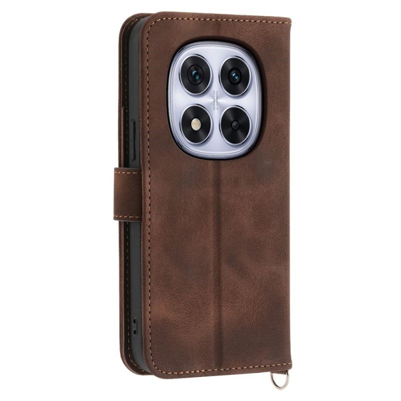 Lærdeksel Folio Deksel Xiaomi Redmi Note 14 Pro 5g Mobildeksel Blondemønster Med Stropp Og Skulderstropp