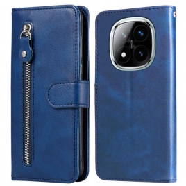 Lærdeksel Folio Deksel Xiaomi Redmi Note 14 Pro 5g Mobildeksel Glidelåslomme