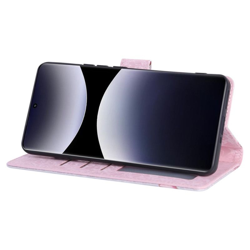 Lærdeksel Folio Deksel Xiaomi Redmi Note 14 Pro 5g Mobildeksel Rfid-blokkerende Blomsterdesign