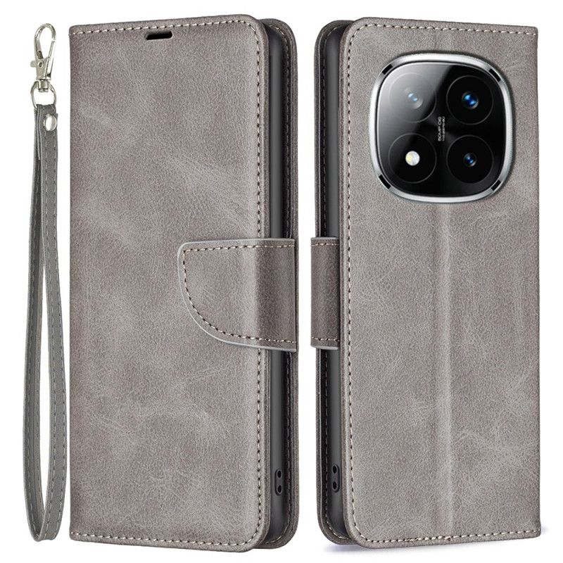 Lærdeksel Folio Deksel Xiaomi Redmi Note 14 Pro 5g Skrå Stroppelukking