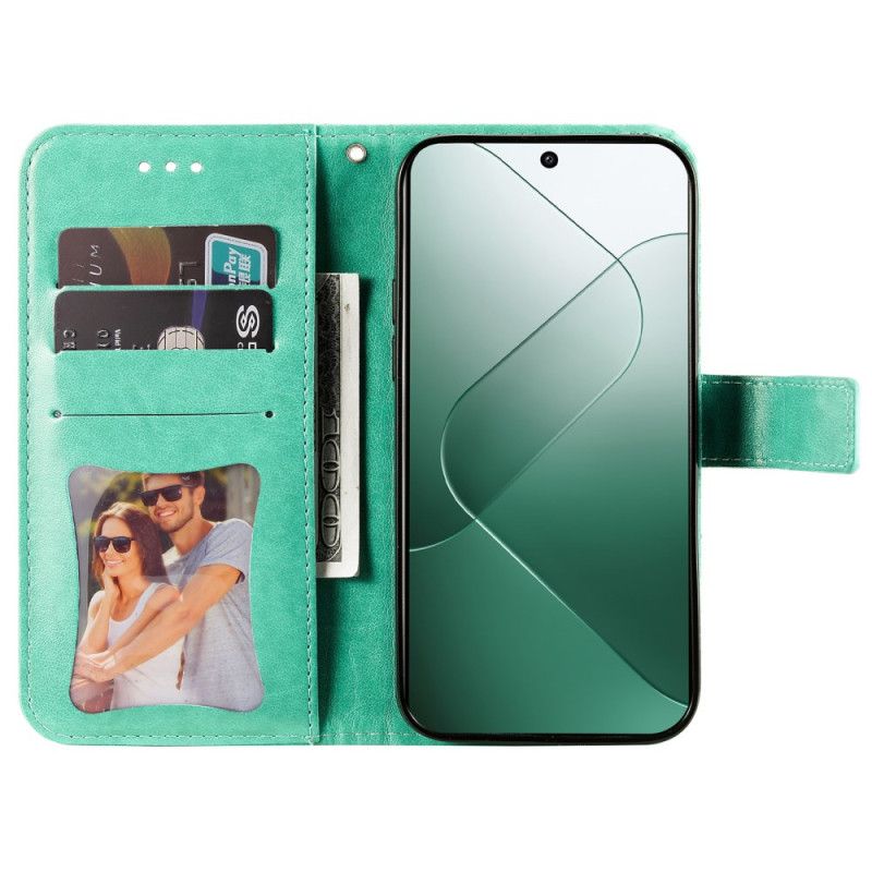 Lærdeksel Folio Deksel Xiaomi 14 Mobildeksel Mandalatrykk