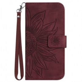 Folio Deksel Poco C71 Solsikketrykk Med Stropp Beskyttelse Deksel