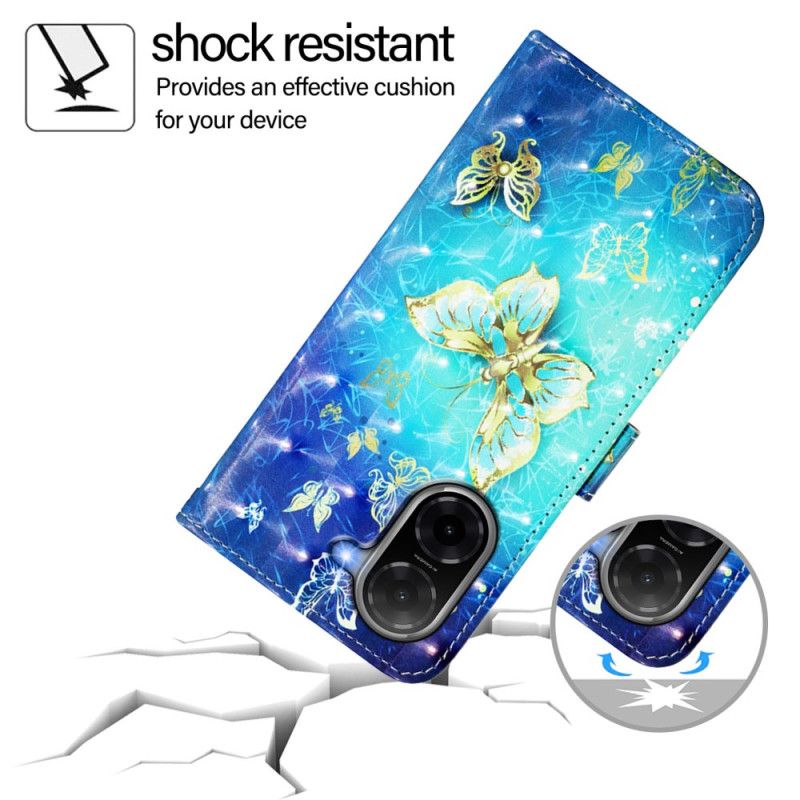 Folio Deksel Til Poco C71 Gullsommerfugler