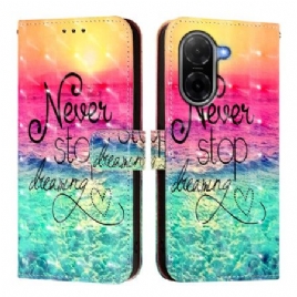 Lærdeksel Folio Deksel Poco C71 Mobildeksel Slutt Aldri Å Drømme