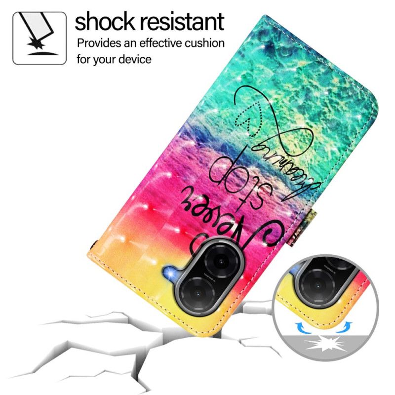 Lærdeksel Folio Deksel Poco C71 Mobildeksel Slutt Aldri Å Drømme