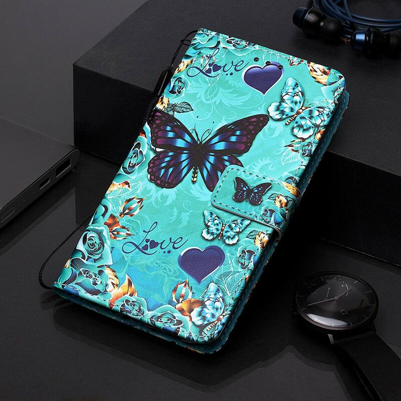 Folio Deksel Til Samsung Galaxy A10e Gylne Sommerfugler