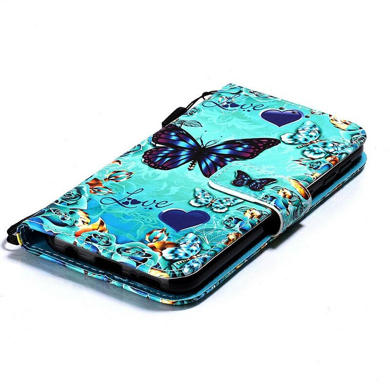 Folio Deksel Til Samsung Galaxy A10e Gylne Sommerfugler