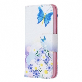 Folio Deksel Til Xiaomi Redmi 7A Malede Sommerfugler Og Blomster