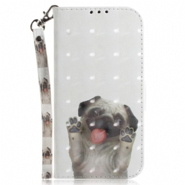 Folio Deksel Til Realme C35 Med Kjede Thong Pug